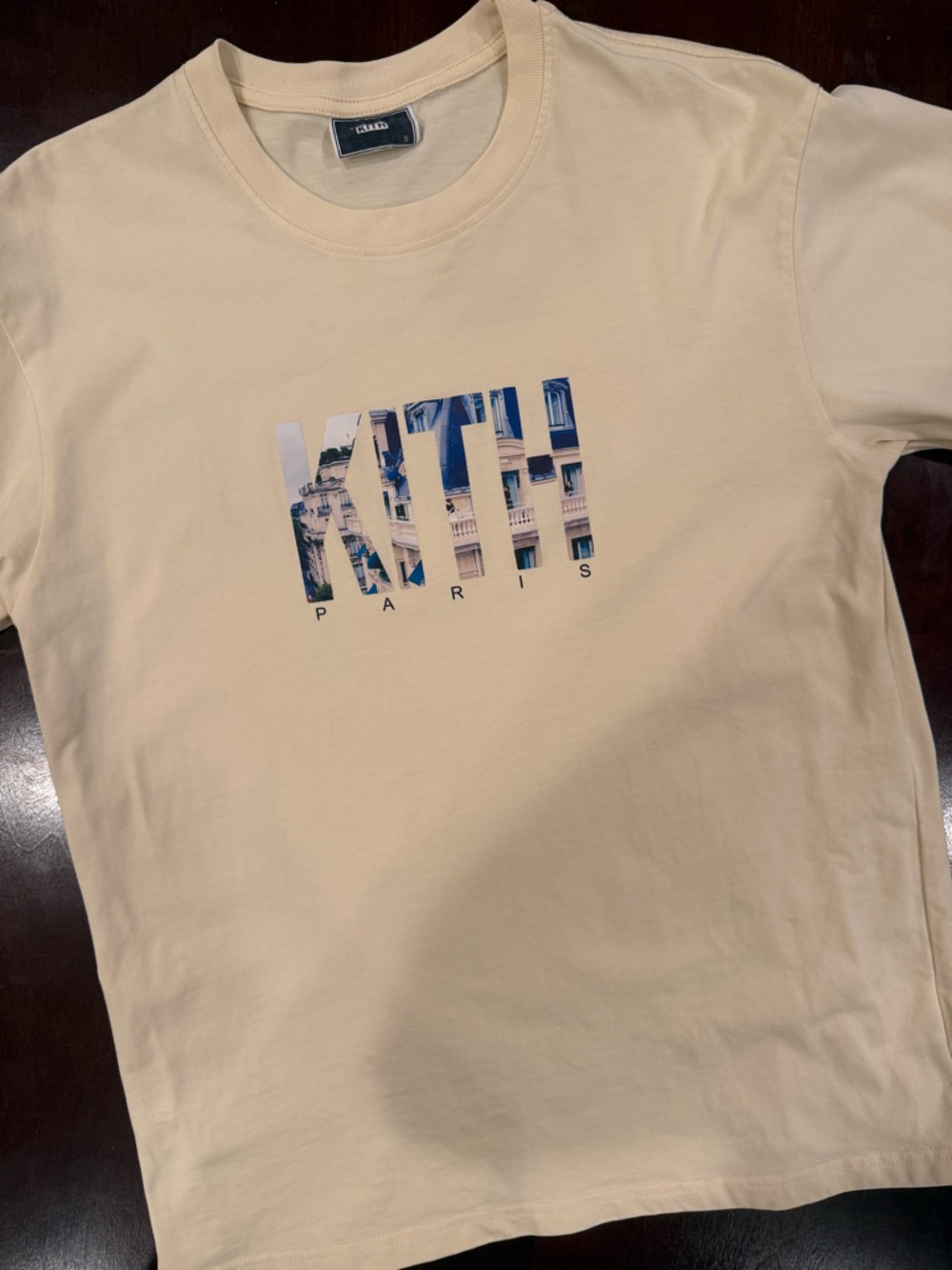 Kith Paris Graphic Tee in Cream with Blue Logo
